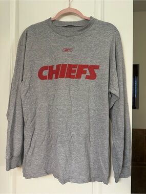 Reebok Gray Long Sleeve Chiefs Logo Shirt